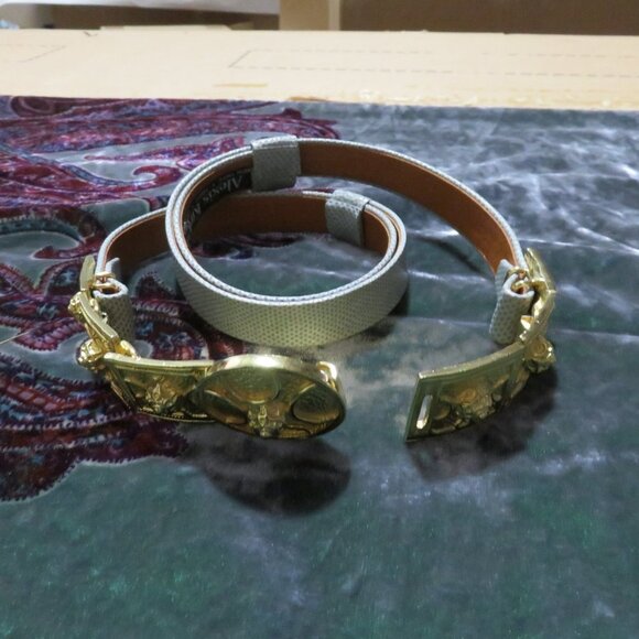 Alexis Kirk Vintage snakeskin Blue leather embellished belt Gorgeous!!